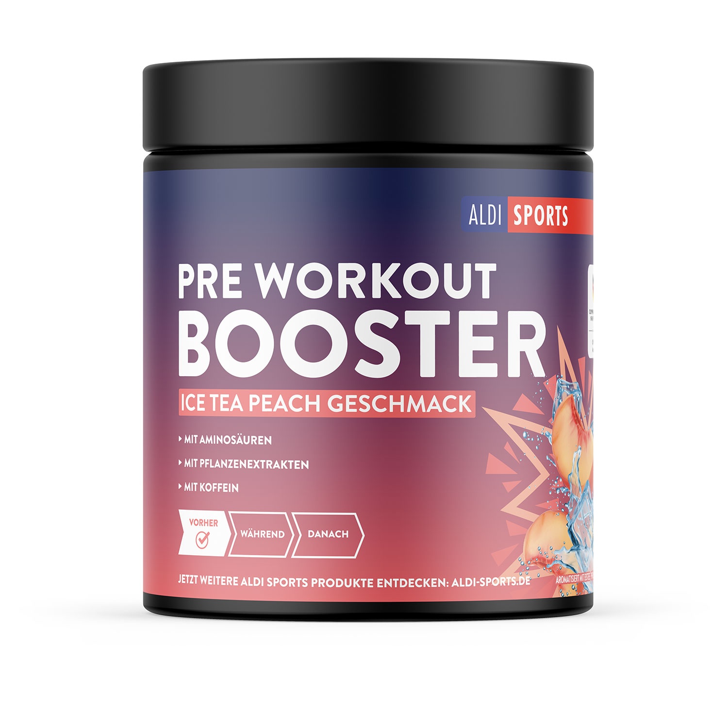 ALDI SPORTS Pre-Workout Booster 340 g, Ice Tea Peach