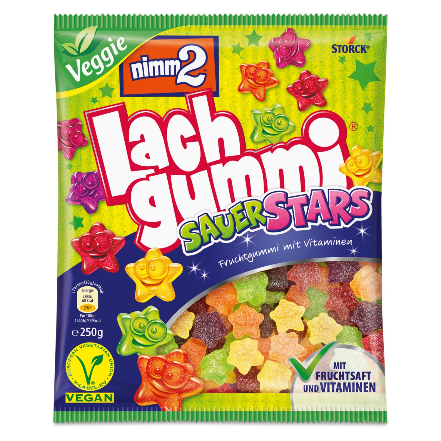 NIMM 2, Nimm 2 Lachgummi Veggie, Saure Stars