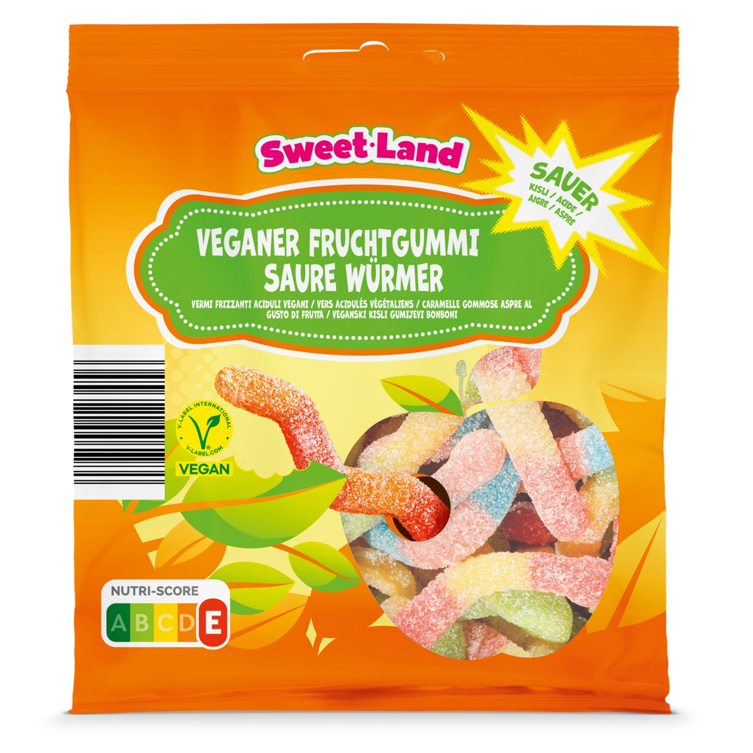 SWEET LAND Vegane Fruchtgummi Klassiker, Saure Würmer