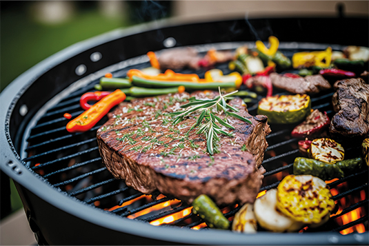Auf dem Bild sind glühende Holzkohle Briketts zu sehen.