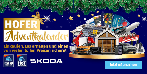 HOFER Adventkalender - Einkaufen, Los erhalten und einen von vielen tollen Preisen gewinnen!