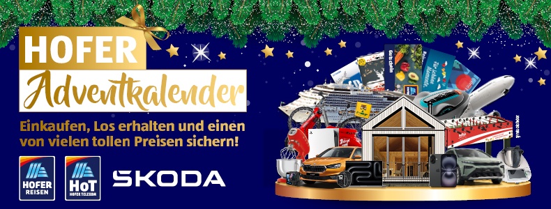 HOFER Adventkalender - Einkaufen, Los erhalten und einen von vielen tollen Preisen sichern!