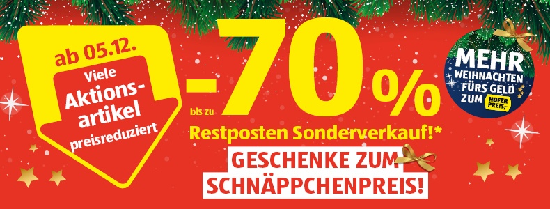 Bis zu - 70 % Restposten Sonderverkau!f* Geschenke zum Schnppchenpreis!
