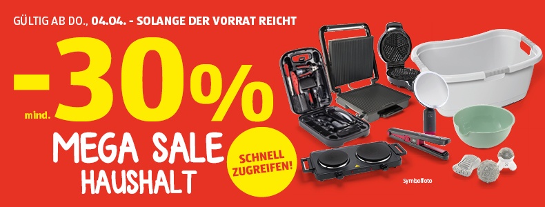 Mega Sale Haushalt bei HOFER. Mindestens -30 %. 