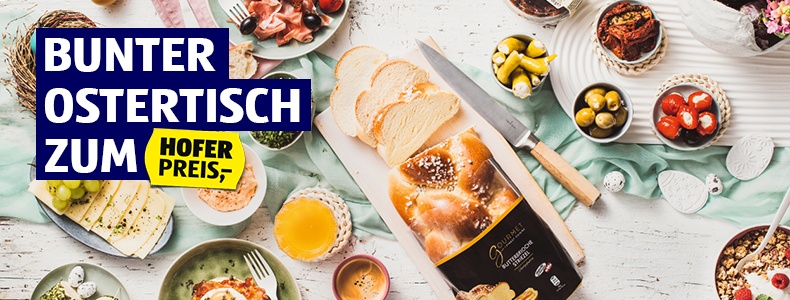 Bunter Ostertisch zum HOFER Preis