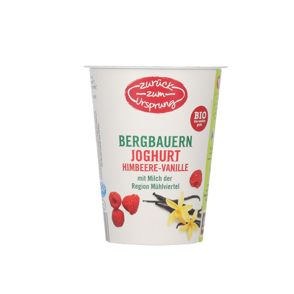 ZURÜCK ZUM URSPRUNG ZURÜCK ZUM URSPRUNG Dessertjoghurt, Himbeere-Vanille