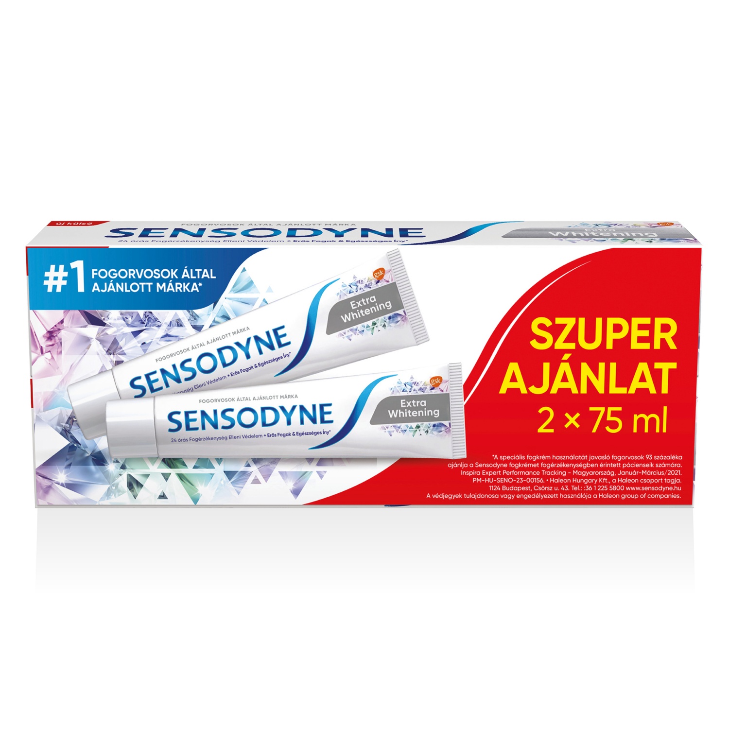 SENSODYNE Fogkrém duopack, Whitening, 2 x 75 ml