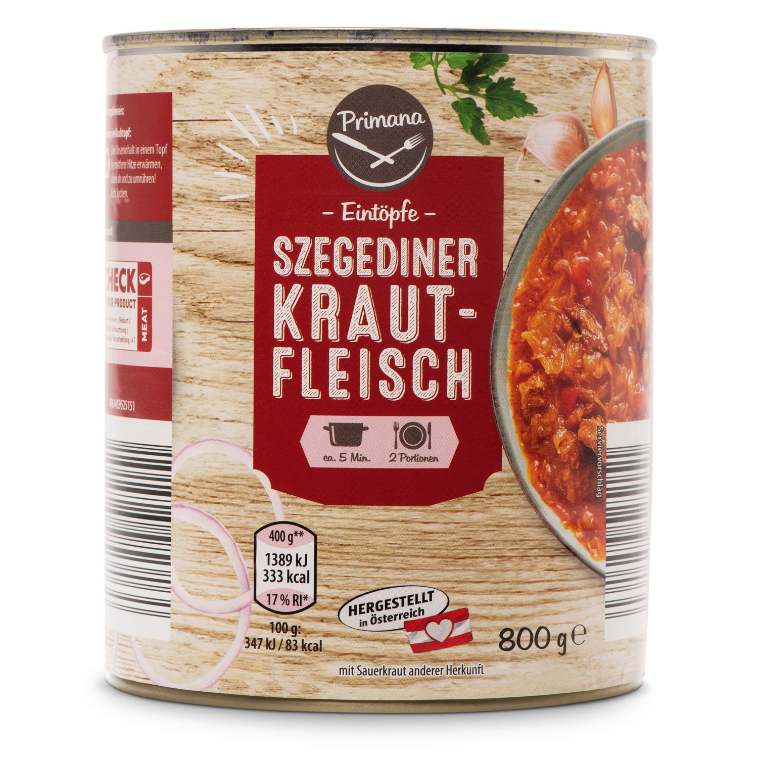 PRIMANA Traditionell österreichische Fertiggericht, Szegediner Krautfleisch