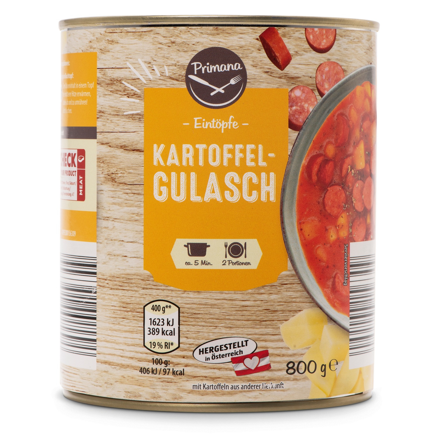 PRIMANA Traditionell österreichische Fertiggericht, Kartoffelgulasch