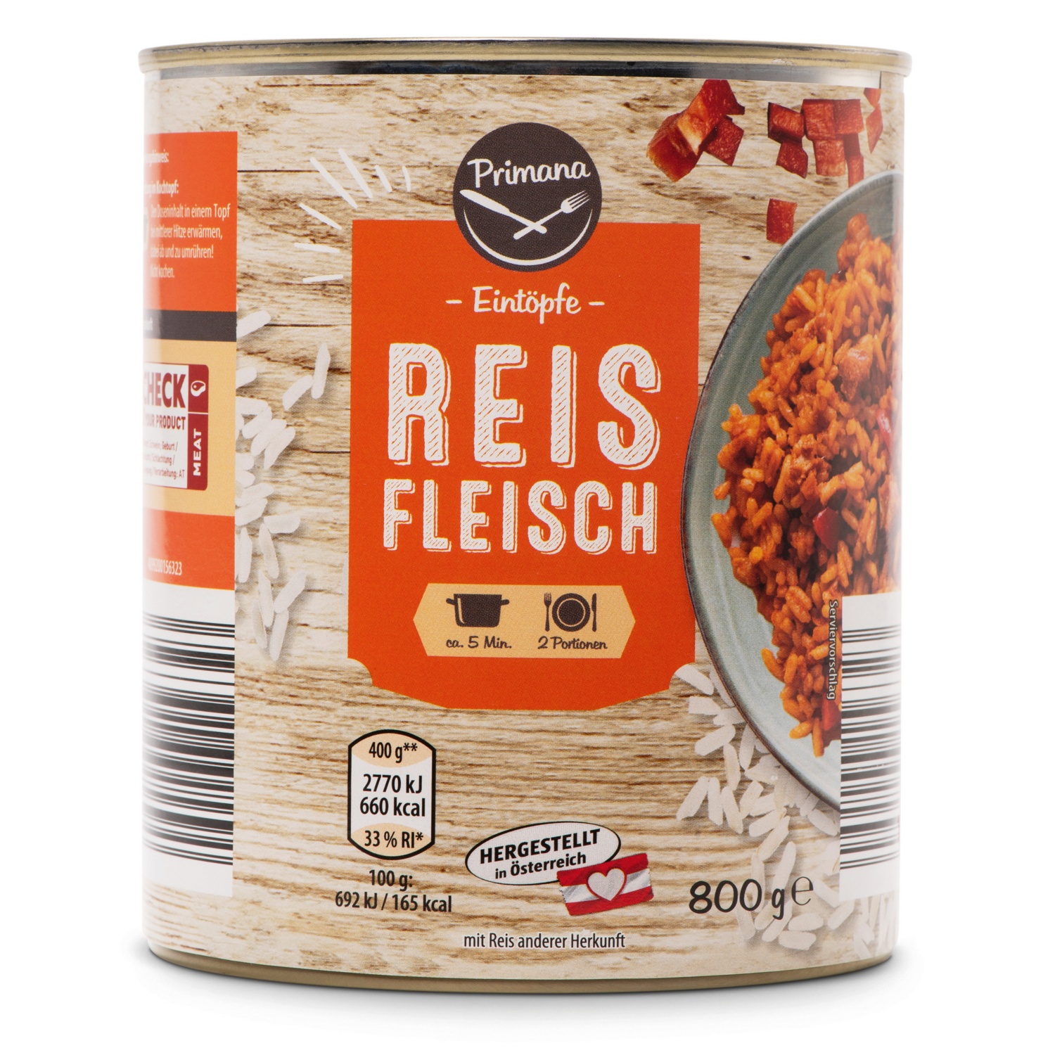PRIMANA Traditionell österreichische Fertiggericht, Reisfleisch
