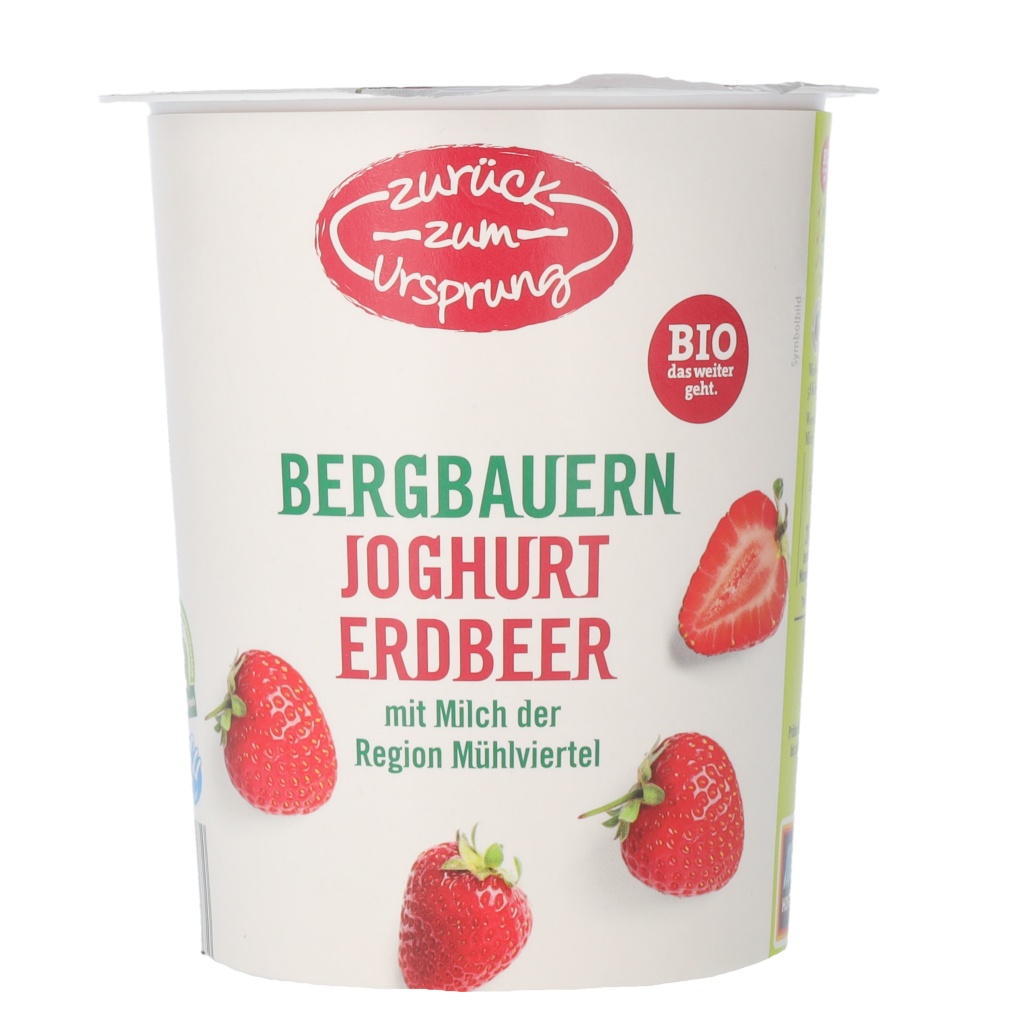 ZURÜCK ZUM URSPRUNG ZURÜCK ZUM URSPRUNG BIO-Bergbauern Fruchtjoghurt, Erdbeere