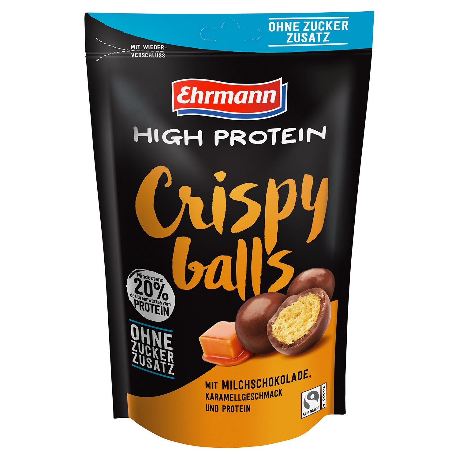 EHRMANN High Protein Crispy Balls 55 g, Karamell