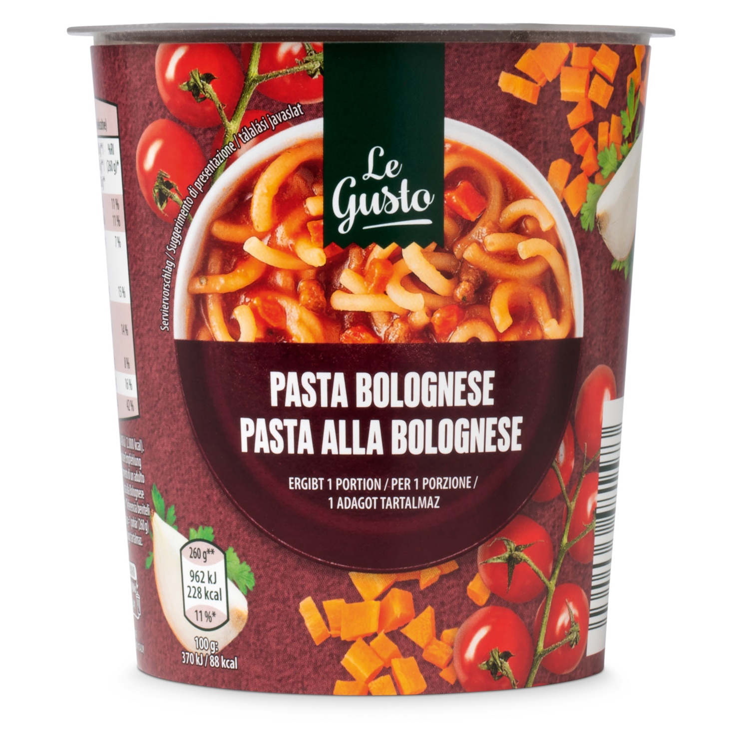 LE GUSTO Instant Bechergerichte, Bolognese