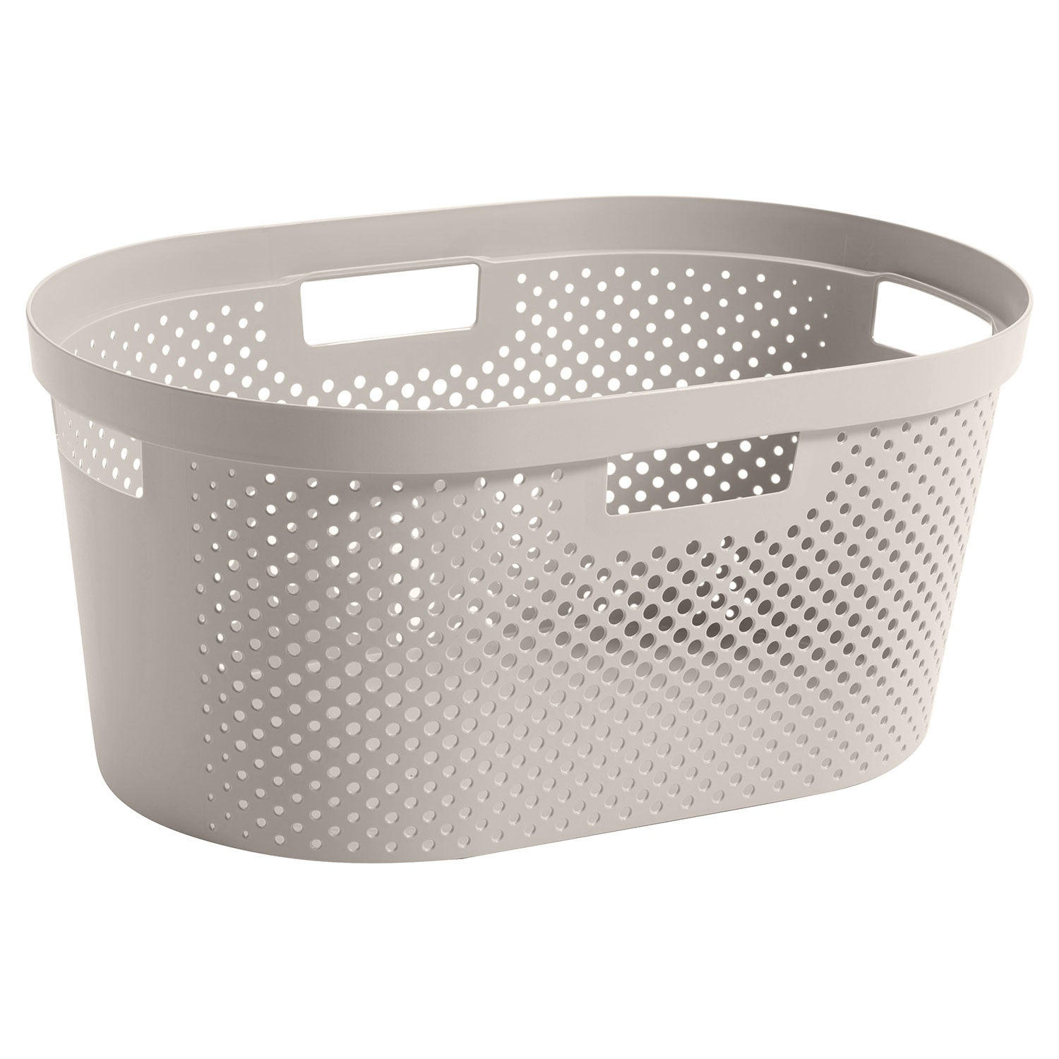 KIS Wäschekorb Mit Deckel – 60 Liter, Grau, Retro-Design | Aus Recyceltem Kunststoff, Mit Belüftung & Griffen