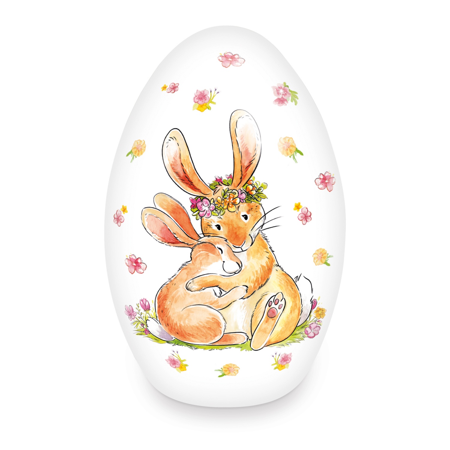 MONARC Contenitore a forma di uovo di Pasqua con dolcetti, coniglietto di peluche