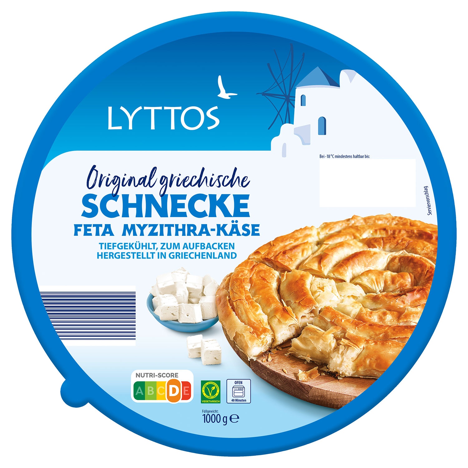LYTTOS Filoteig-Schnecke 1 kg, Käse