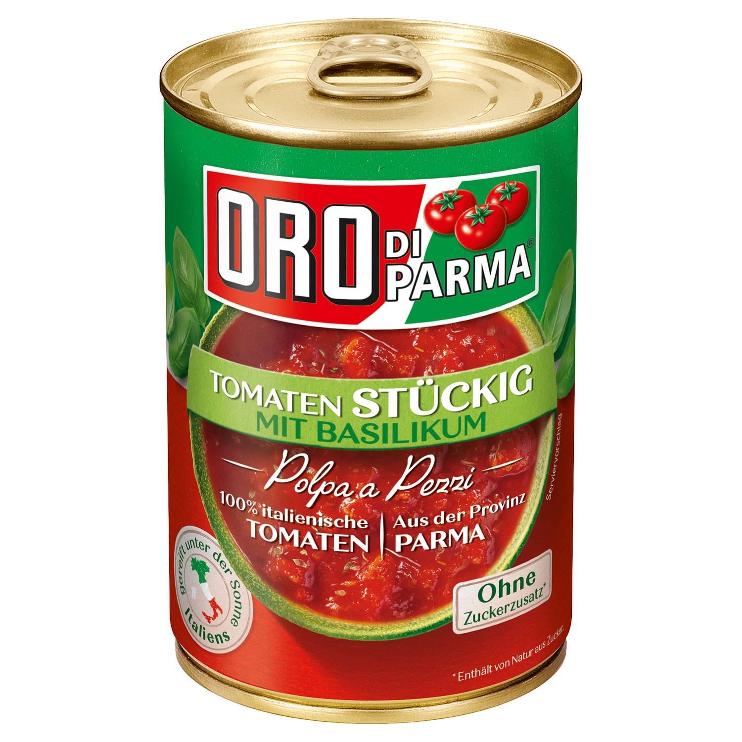 HENGSTENBERG ORO DI PARMA Tomaten stückig 400 g, Basilikum