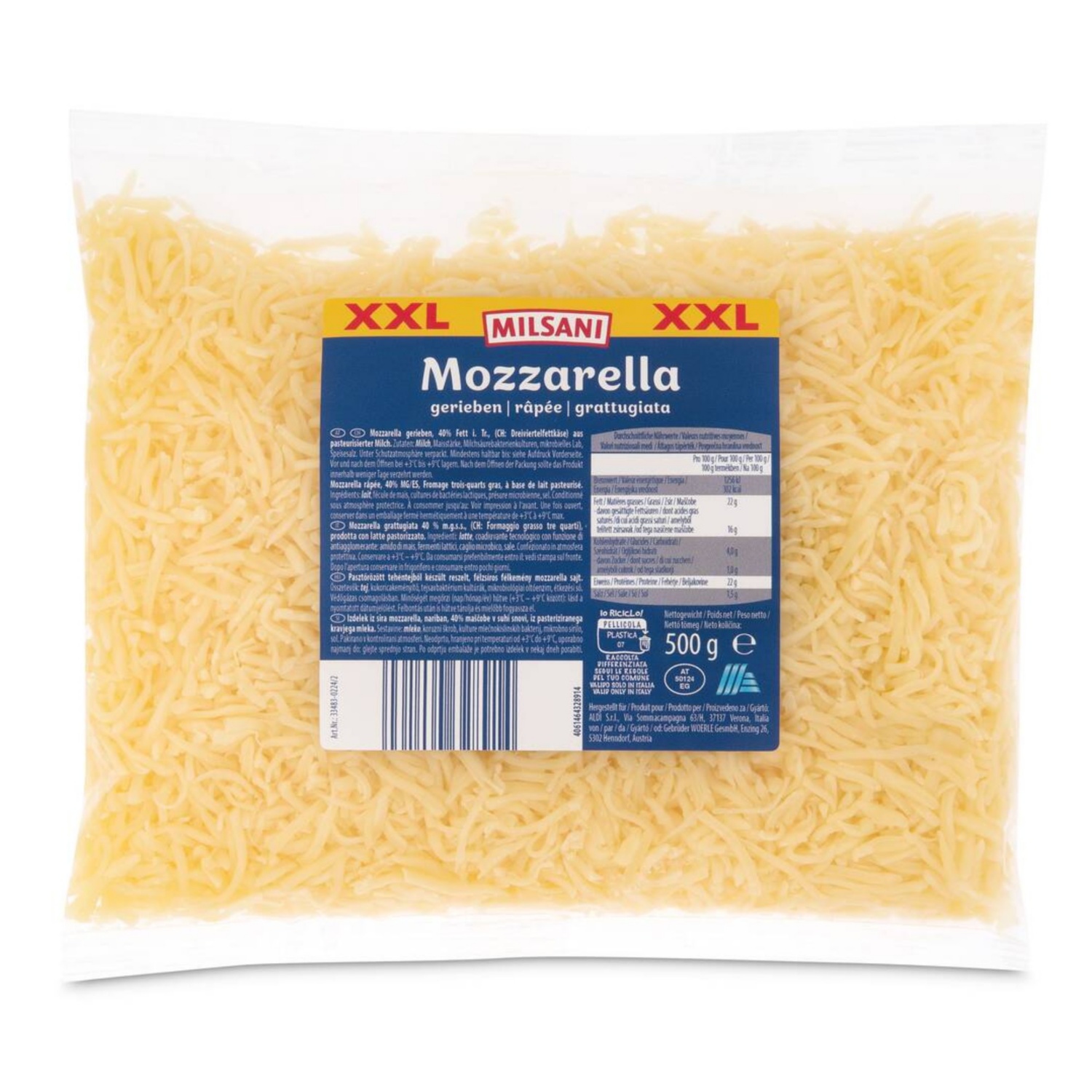 MILSANI Mozzarella grattugiata XXL