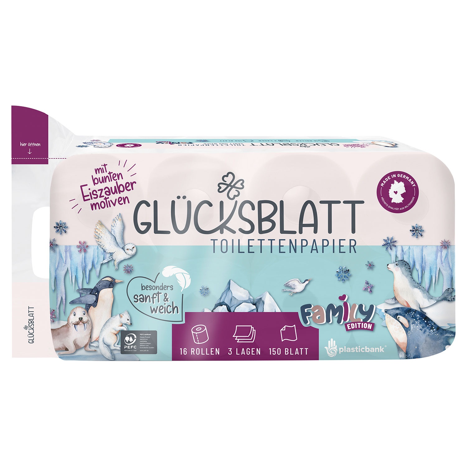GLÜCKSBLATT Toilettenpapier Limited Edition 16 x 150 Blatt