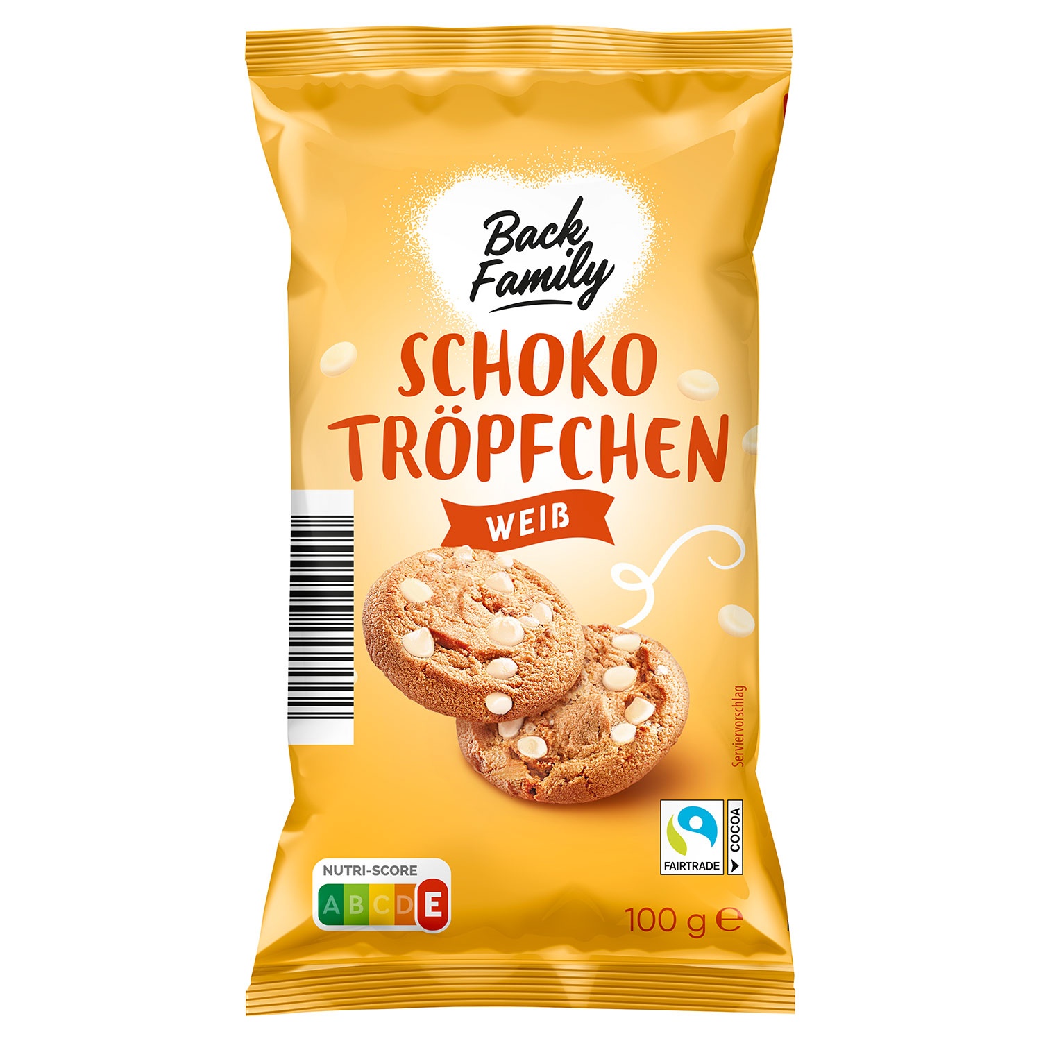 BACK FAMILY Schoko-Tröpfchen/-Chunks 100 g, Tröpfchen weiß
