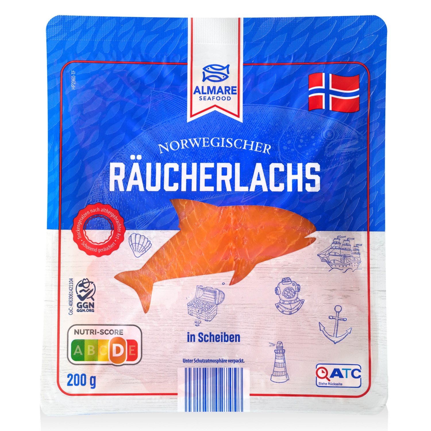ALMARE SEAFOOD Füstölt lazac, 200 g