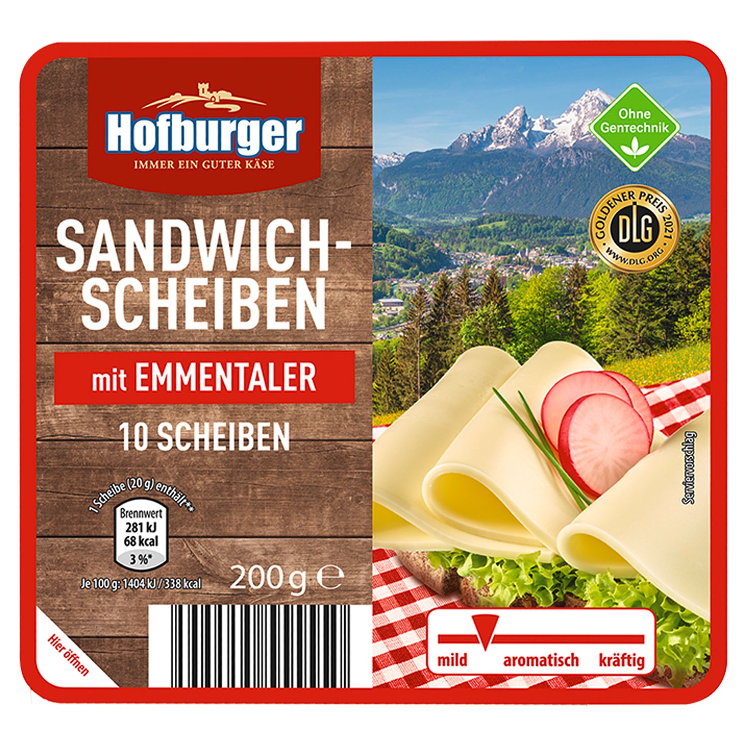 Sandwich-Scheiben 200 g, Emmentaler