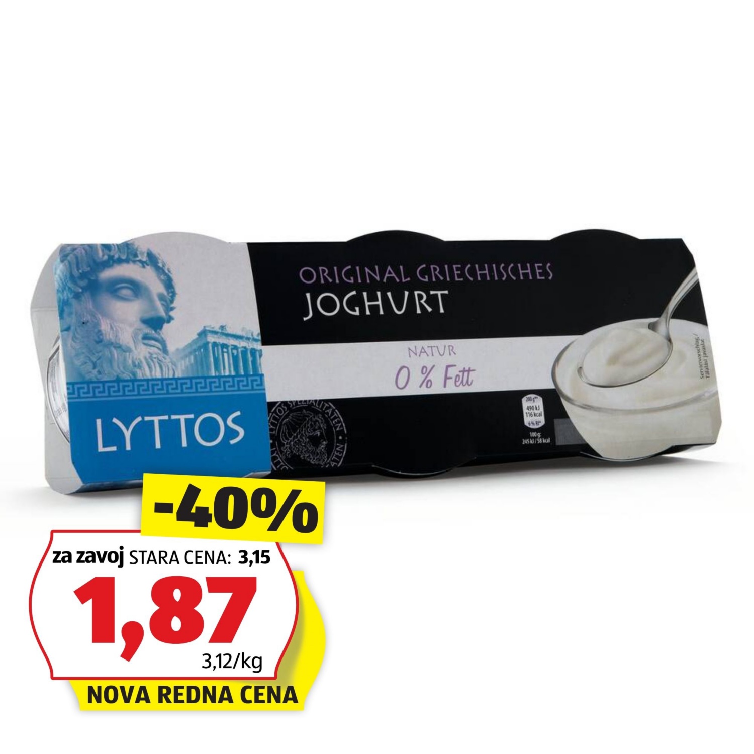 Grški jogurt, 0 % maščobe