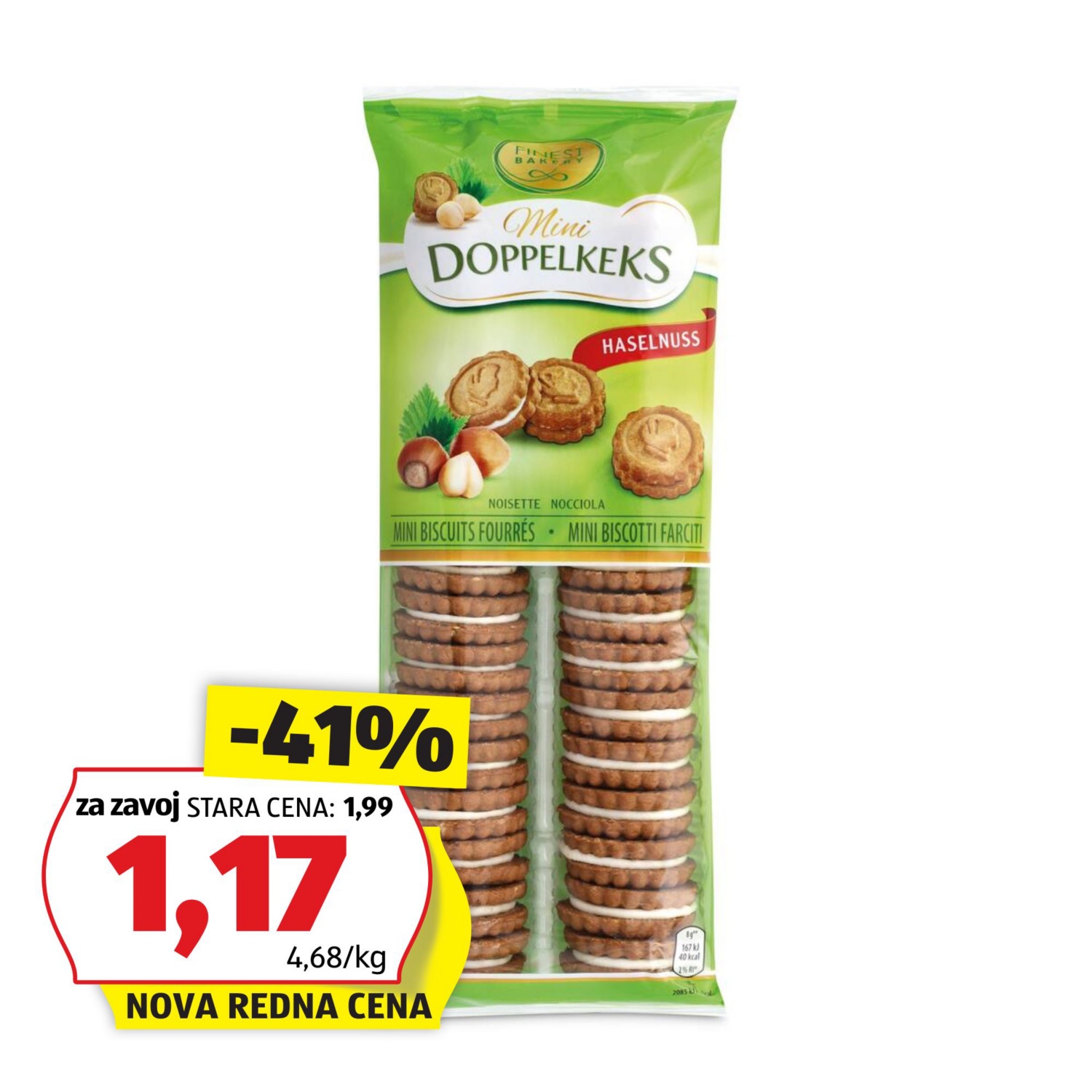 Mini dvojni keksi, lešnik