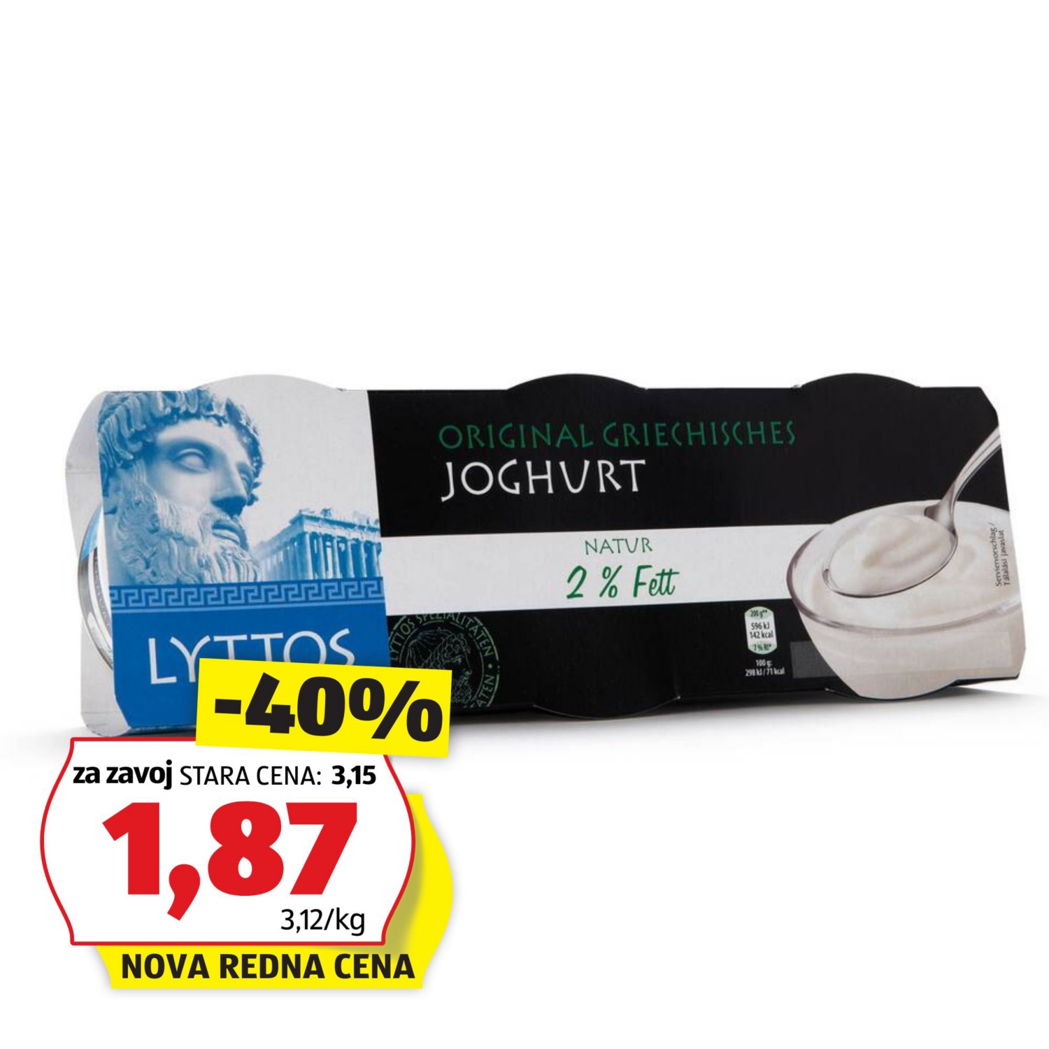 Grški jogurt, 2 % maščobe
