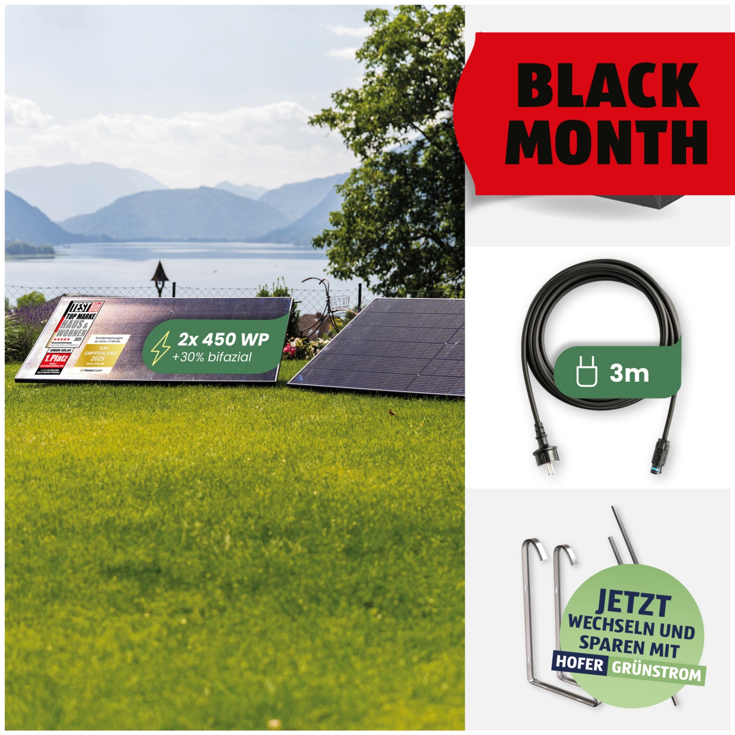 GREEN SOLAR Balkonkraftwerk Boden 900/800 mit  Anker Solix 3