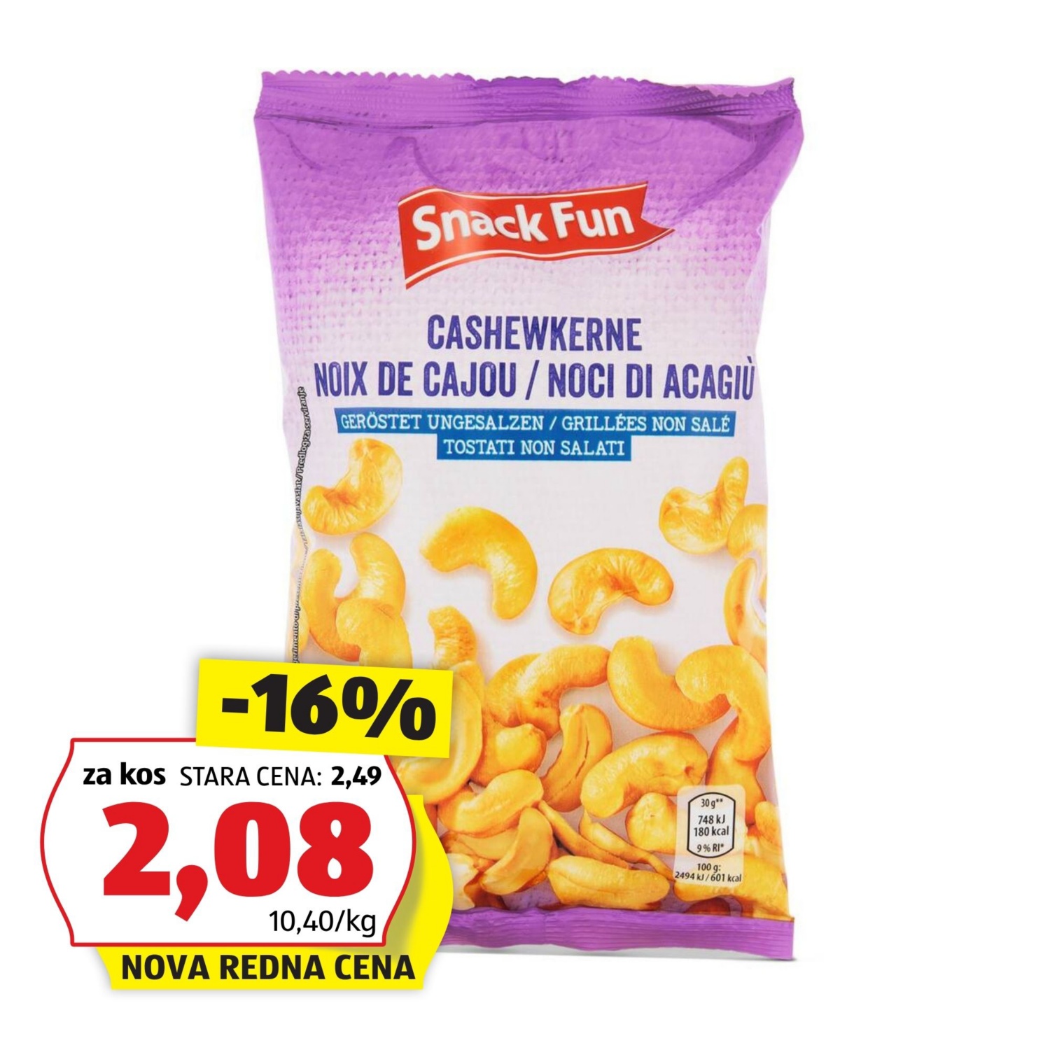 Indijski oreščki, praženi in soljeni