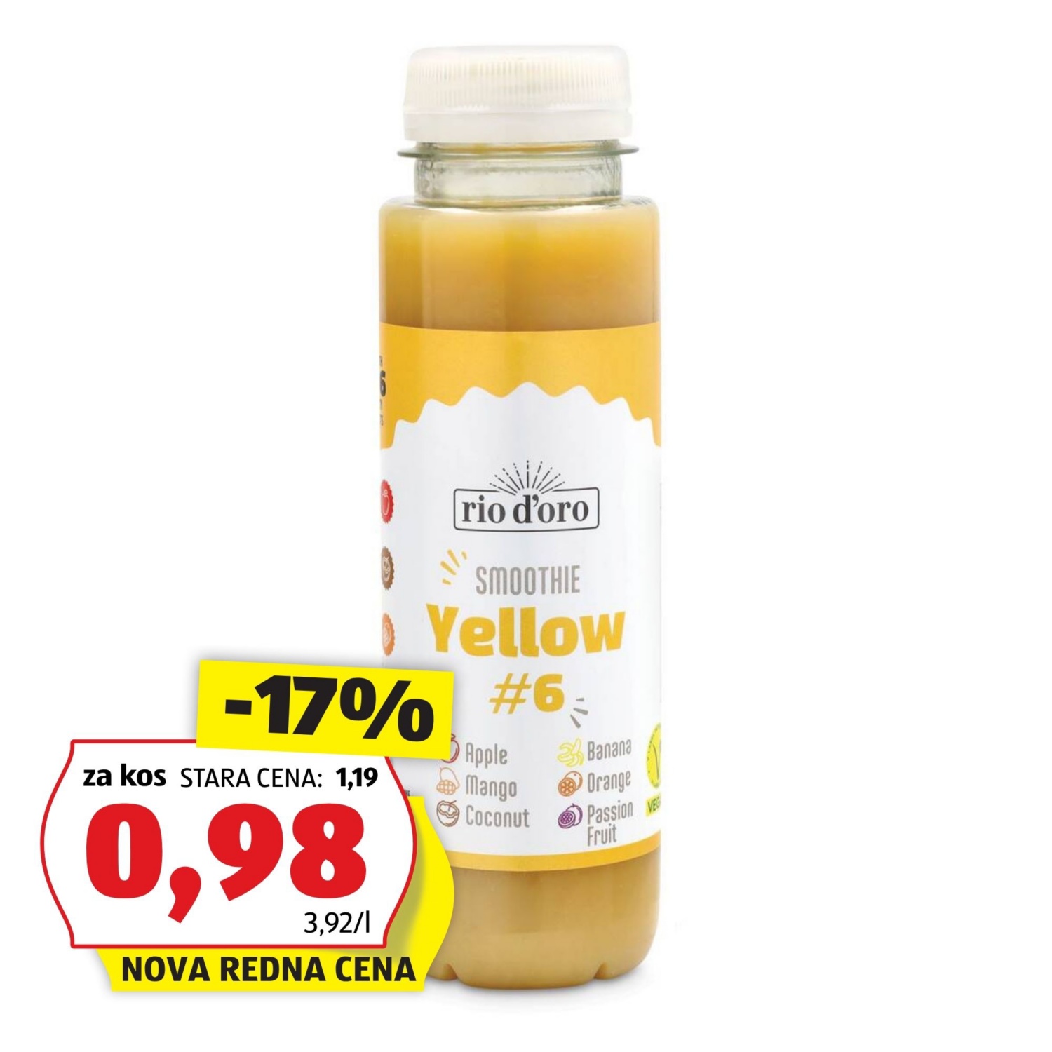 Smoothie, banana-mango-pomaranča