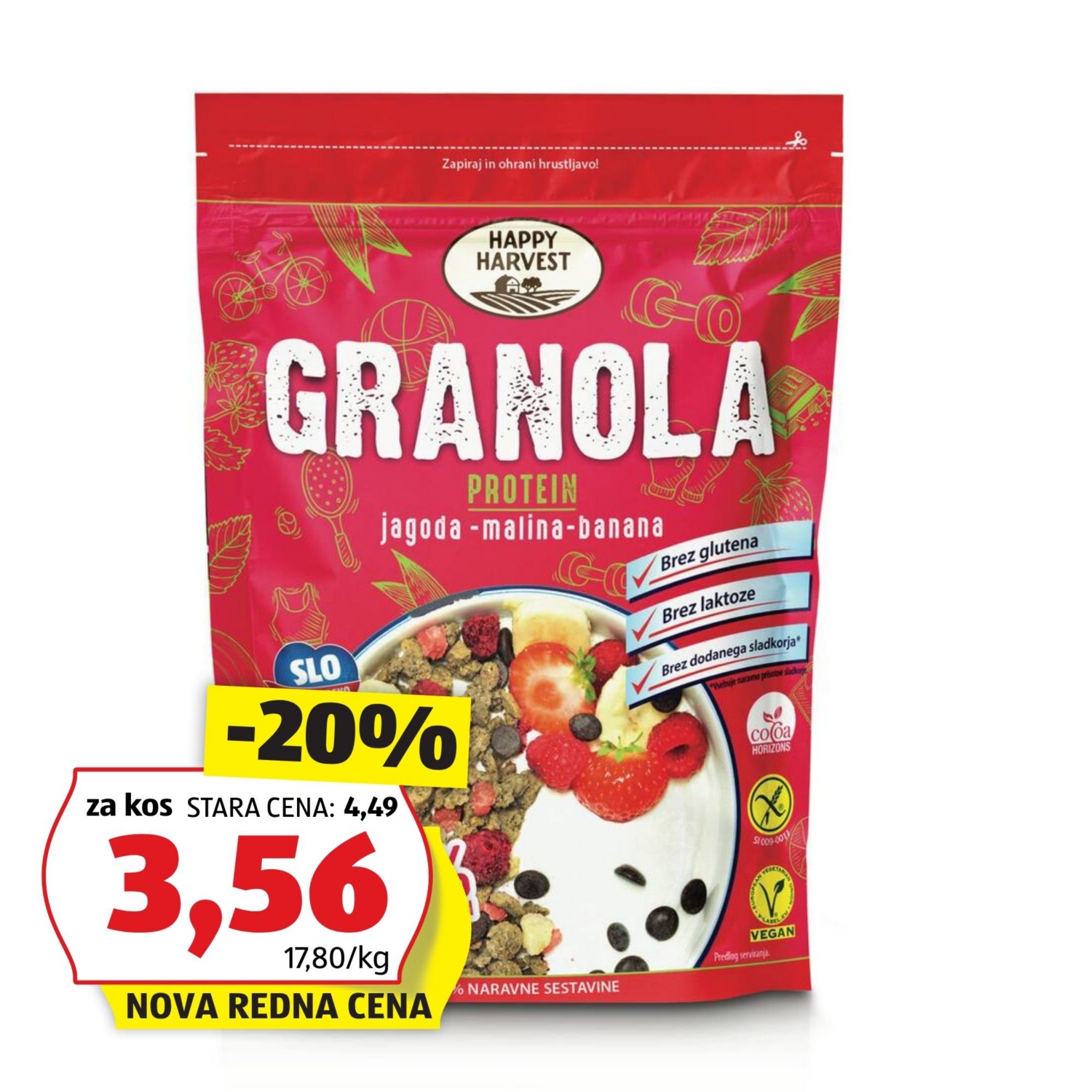 Proteinska granola, sadje