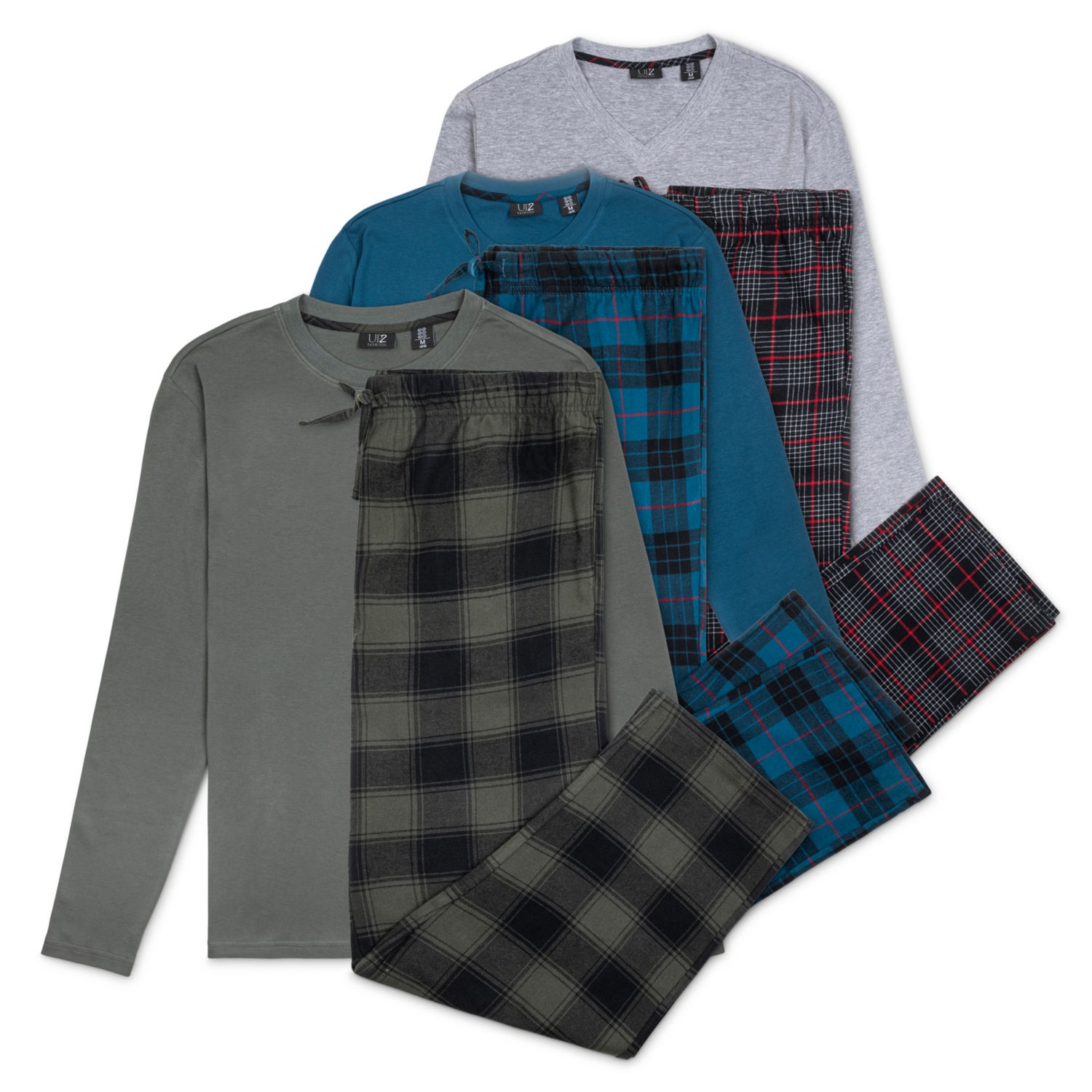 Pigiama Uomo In Flanella Pile A Quadri – I-Smalls – Morbido Anti-pilling – Top Maniche Lunghe + Pantaloni Con Elastico – Taglie S-2XL