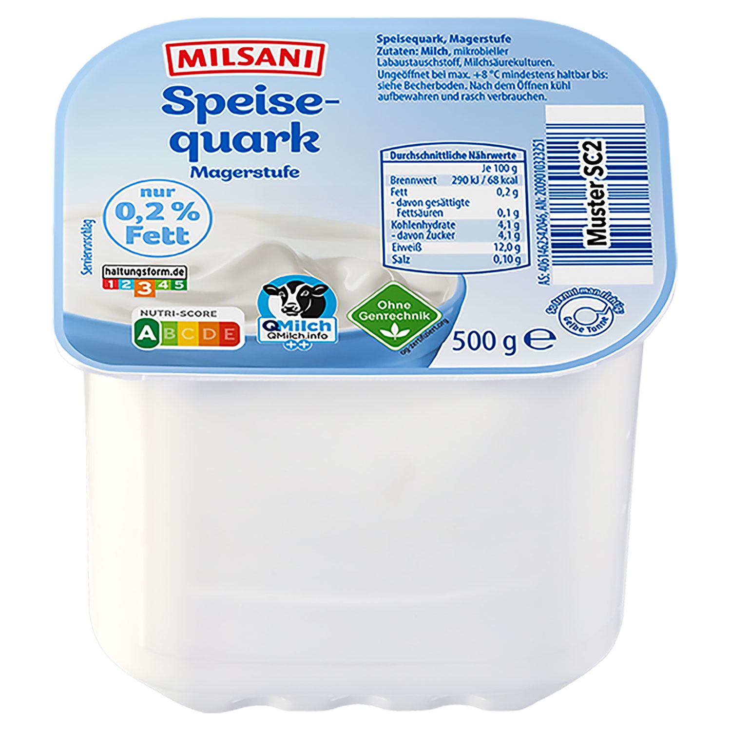MILSANI Speisequark Magerstufe 500 g, 0,3 %