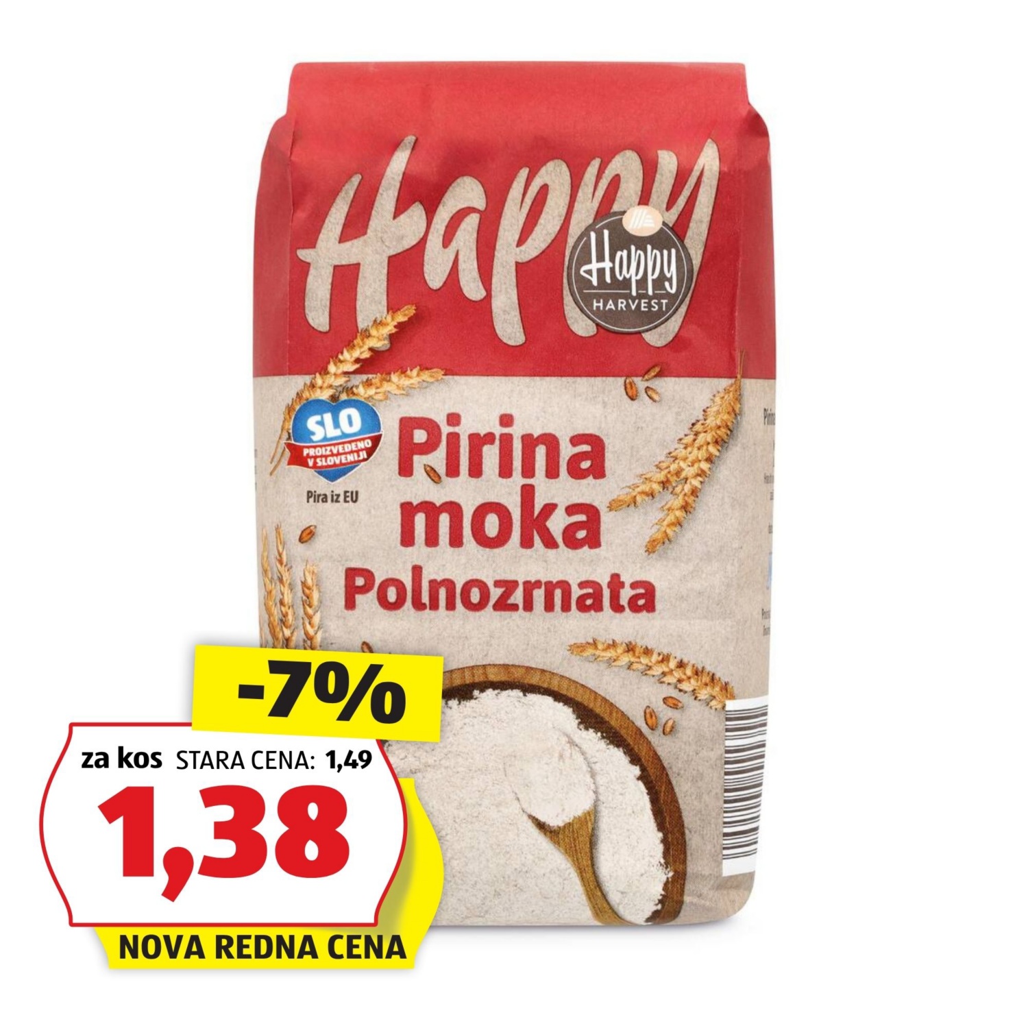 Pirina moka, polnozrnata