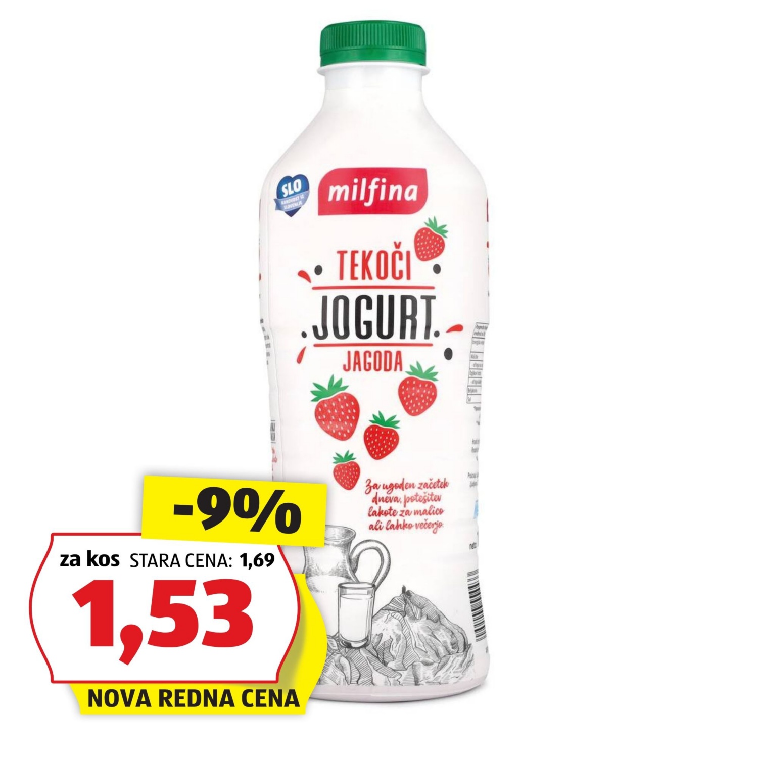 MILFINA Tekoči sadni jogurt, jagoda