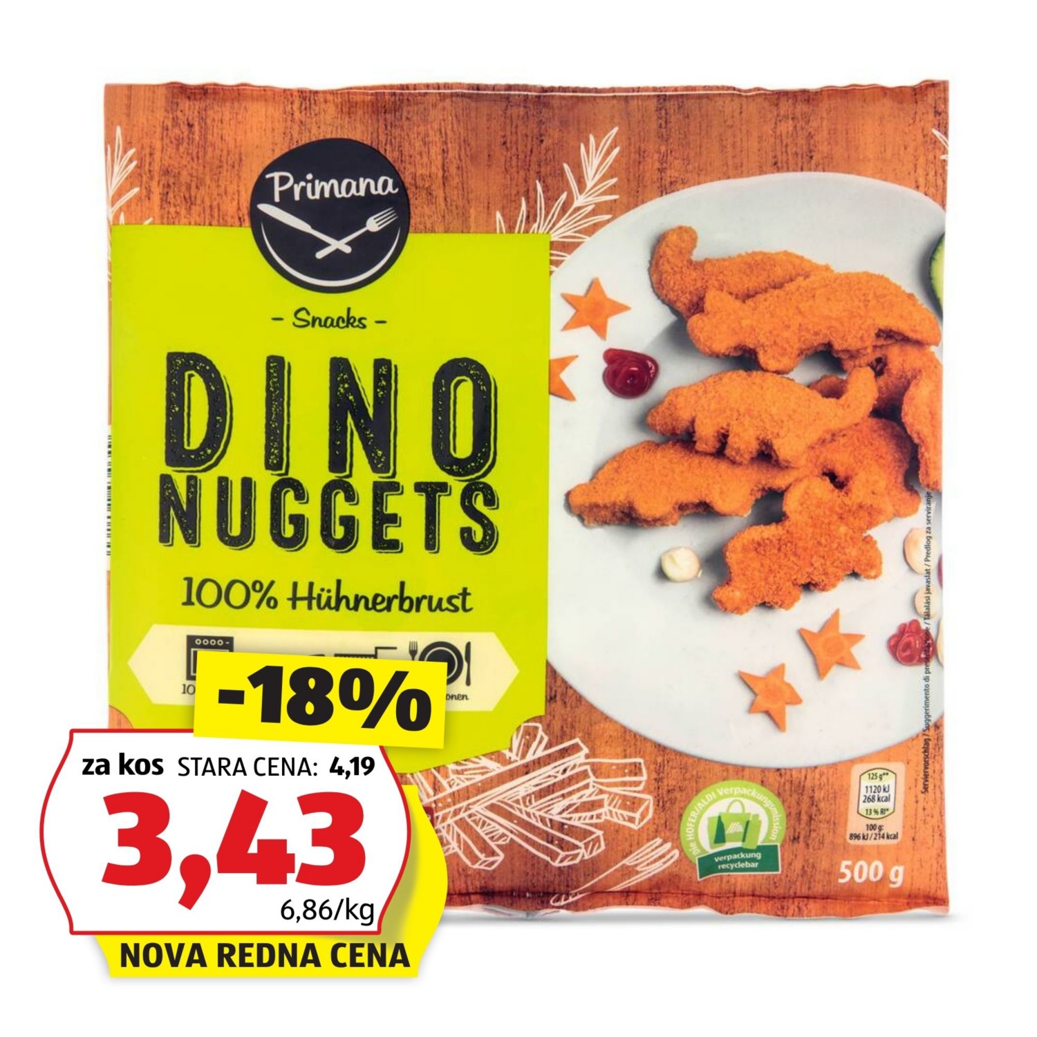 PRIMANA Piščančji medaljoni, dino medaljoni