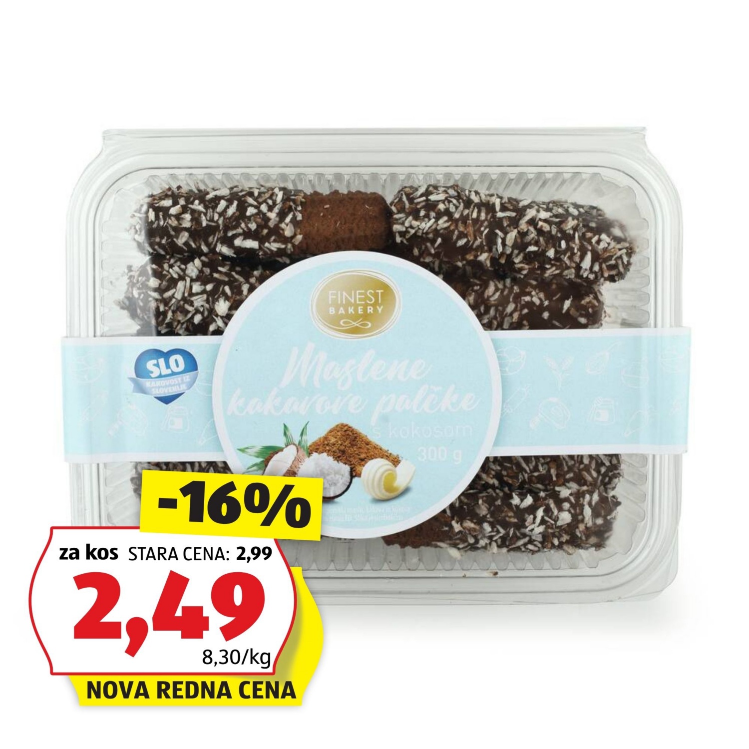 Maslene kakavove palčke, čokolada in kokos