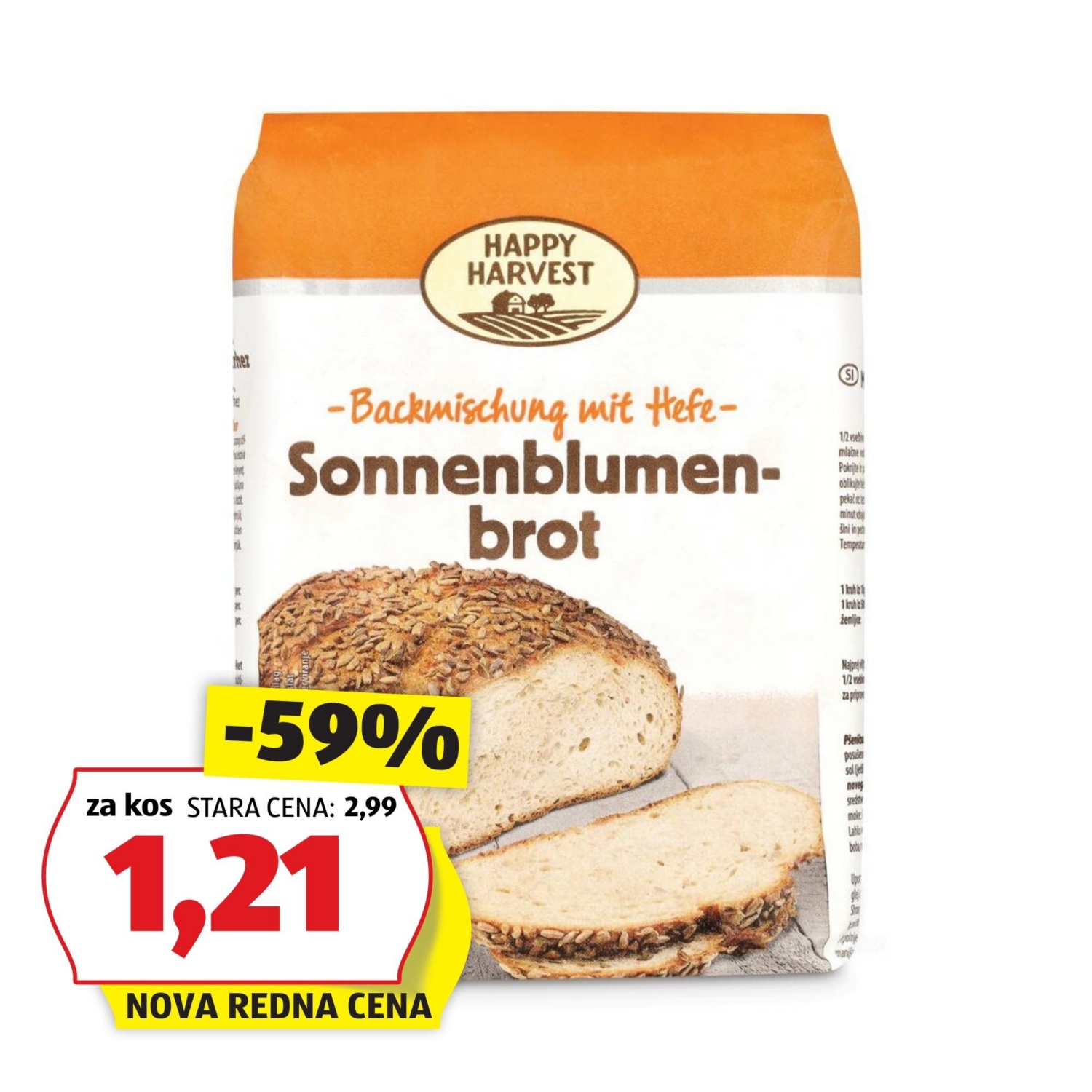 Pripravljena mešanica za peko kruha, sončnični