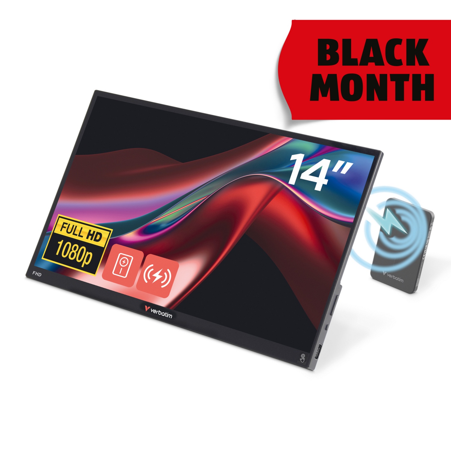 VERBATIM Tragbarer Touchscreen Monitor Light 14" Full HD 1080p & kabellose Stromversorgung