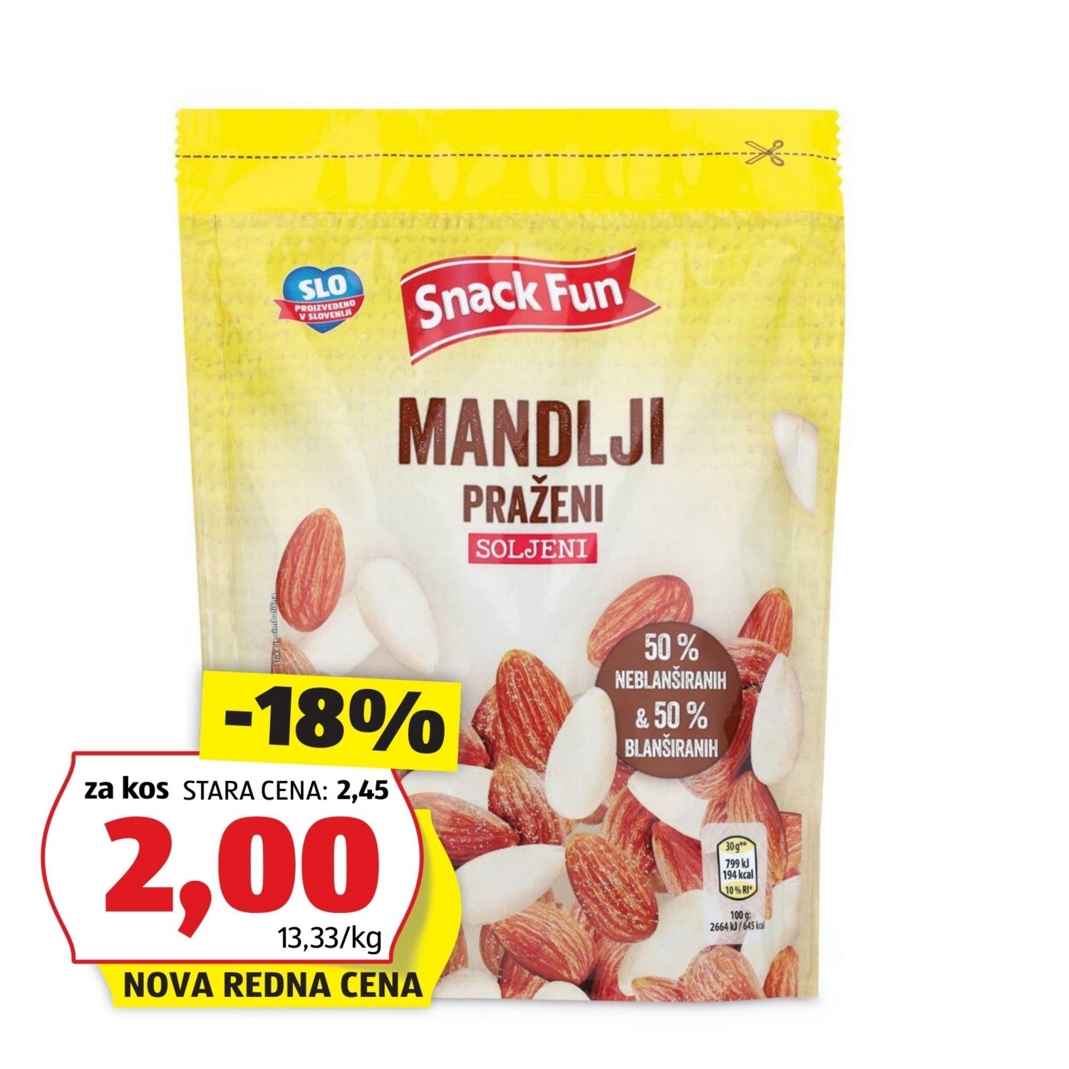 SNACK FUN Praženi slani mandlji