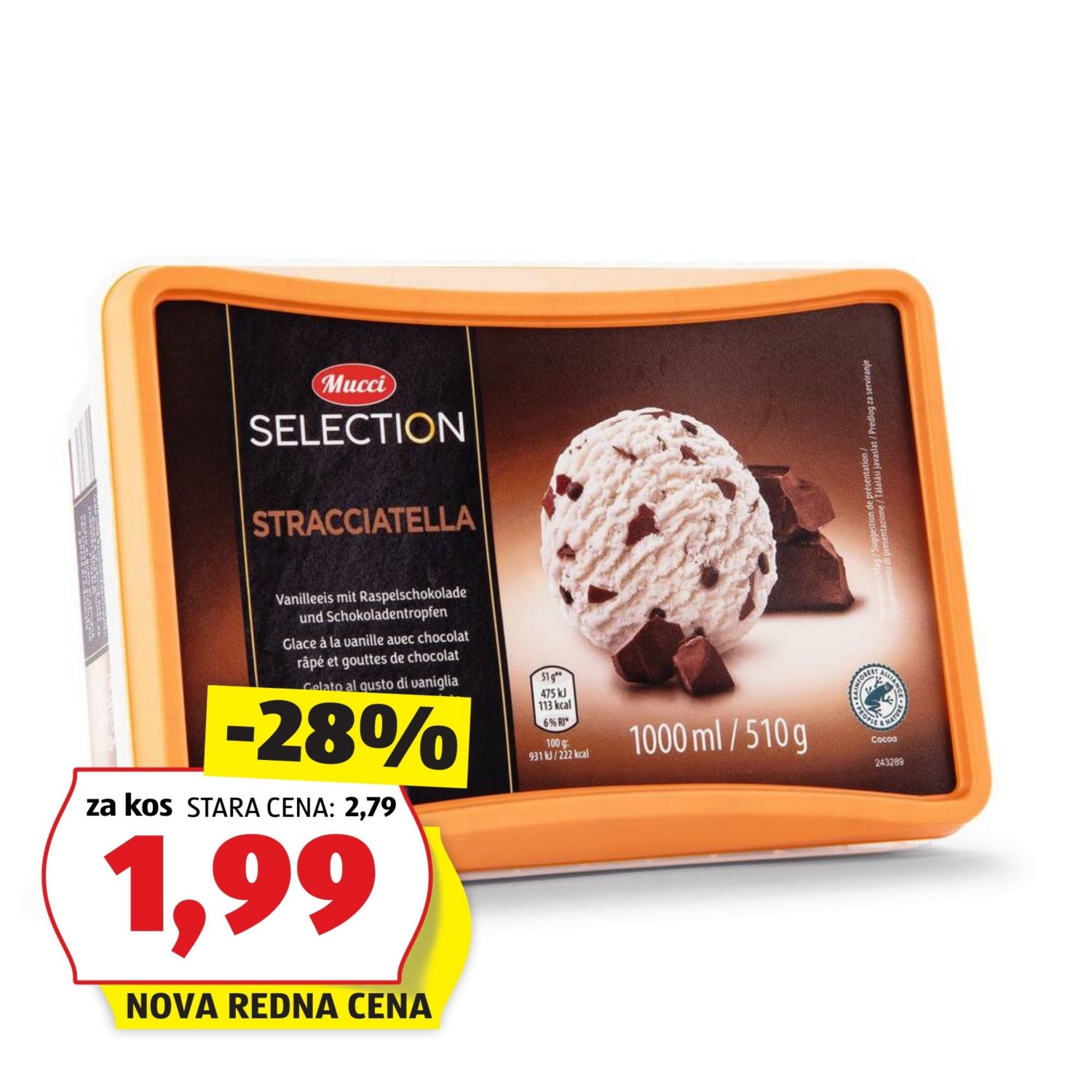 MUCCI Premium sladoled, stracciatela