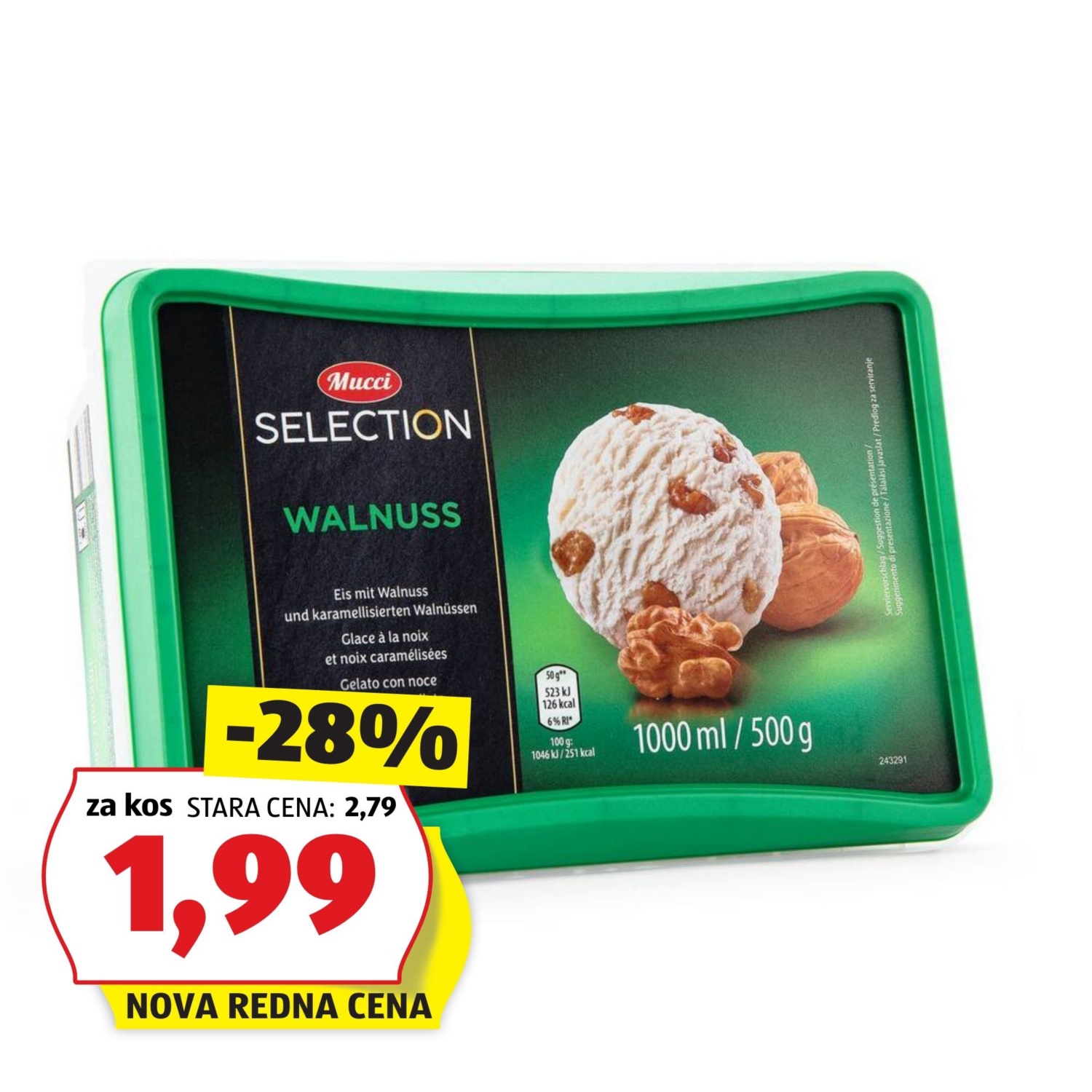 MUCCI Premium sladoled, oreh