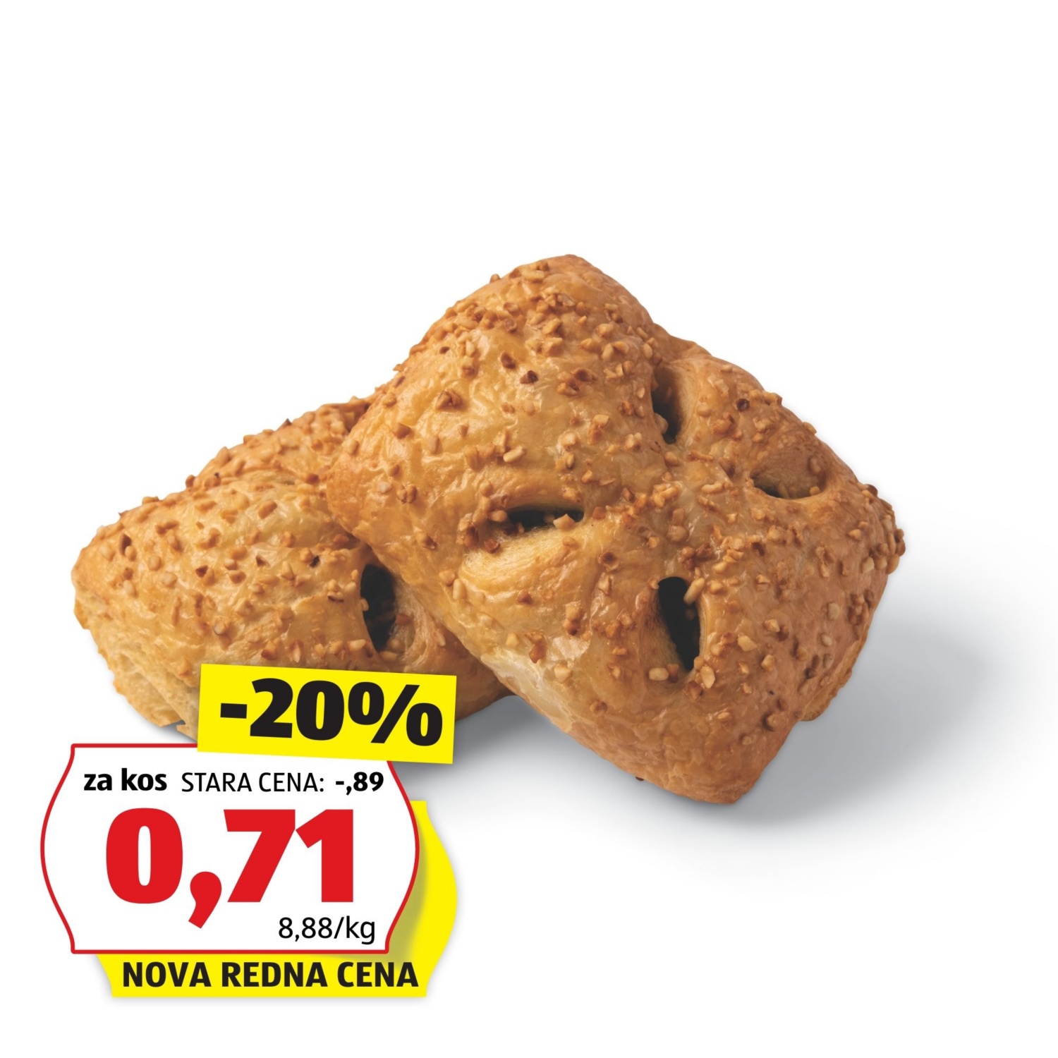 OKUS TRADICIJE Navihanček s čokoladno-lešnikovim nadevom, s posipom