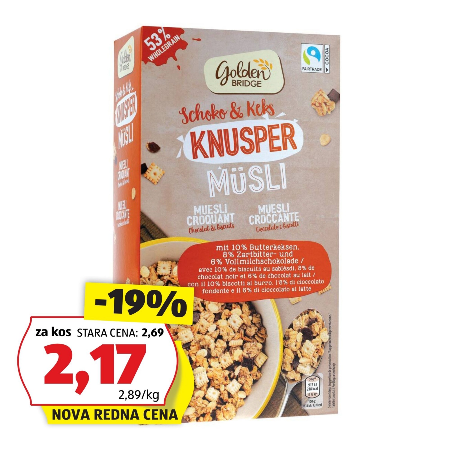 Hrustljavi muesli, čoko piškot