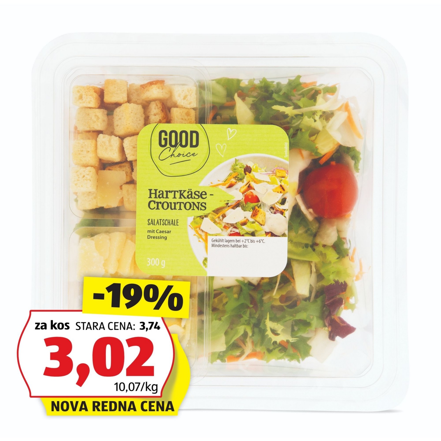 GOOD CHOICE Solata s prelivom, sir-krutoni