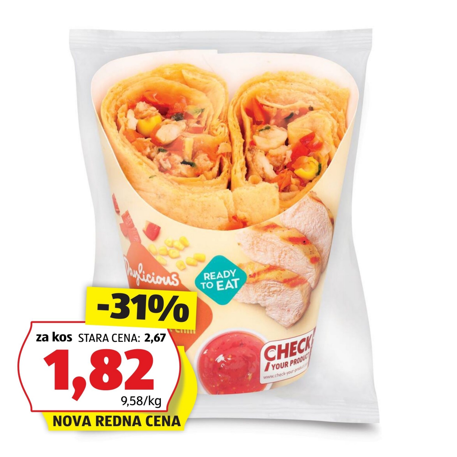 Polnjene tortilje, piščanec pekoči