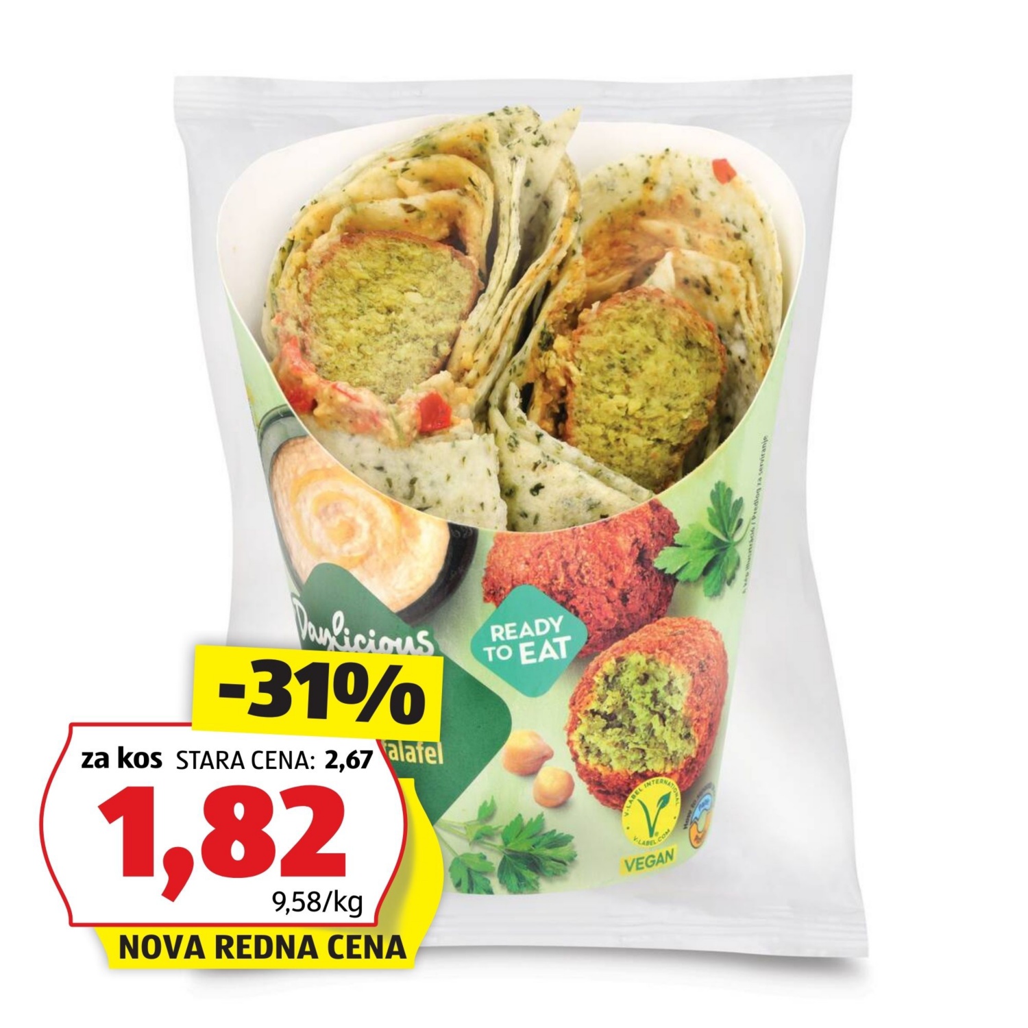 Polnjene tortilje, Hummus falafel