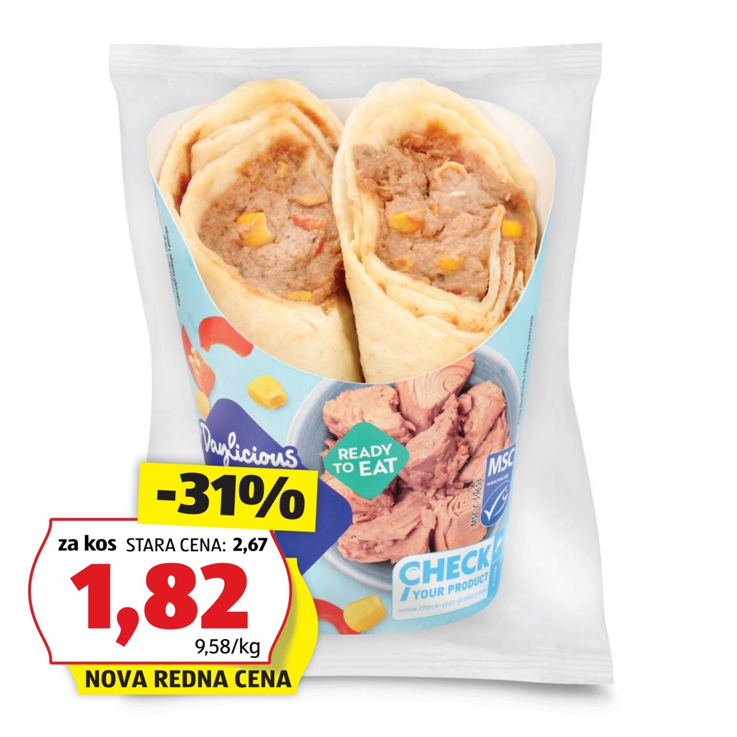 Polnjene tortilje, tuna